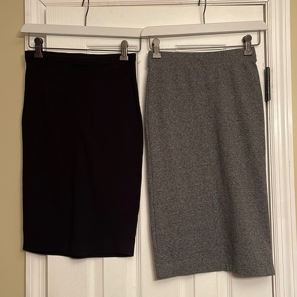 2 H&M bodycon pencil skirts XS small gray black Anthropologie